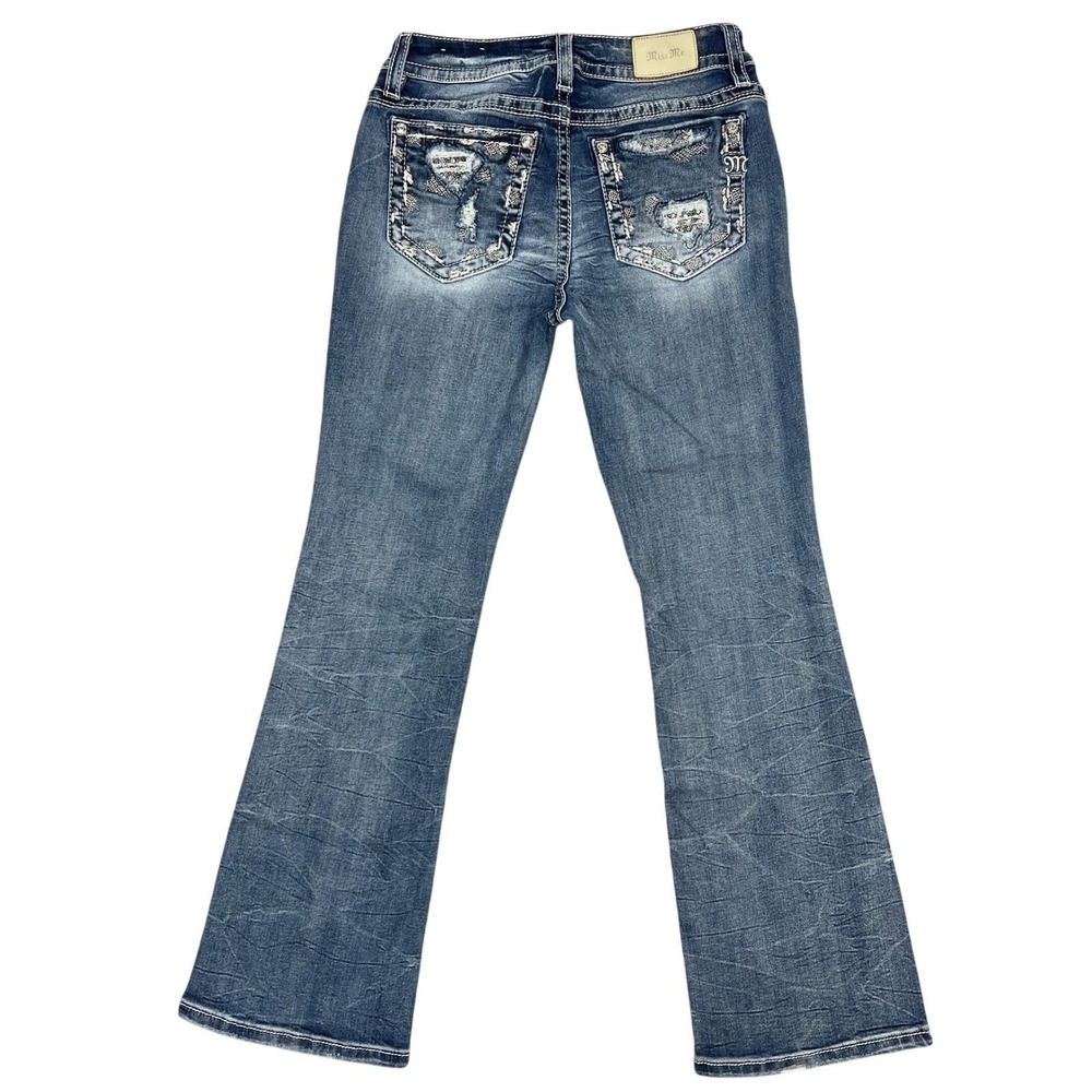 Miss Me Mid-Rise Boot Jeans 28 Rhinestone McBling Y2K Western Retro Glam Cowgirl